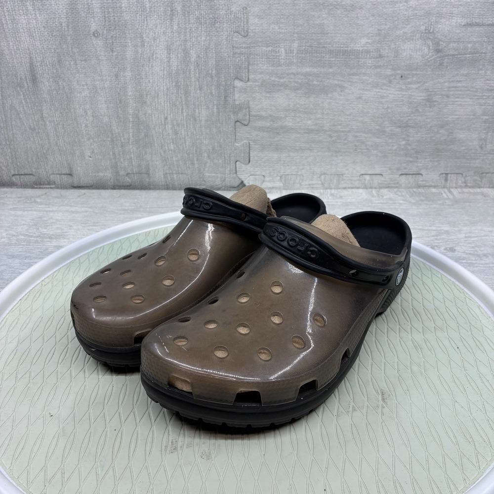Crocs Classic Translucent Clog Mens 11 Black Smoke Synthetic 206908